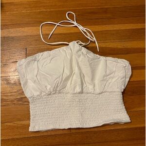 MAEVE by Anthropologie Woven Halter Top in White
